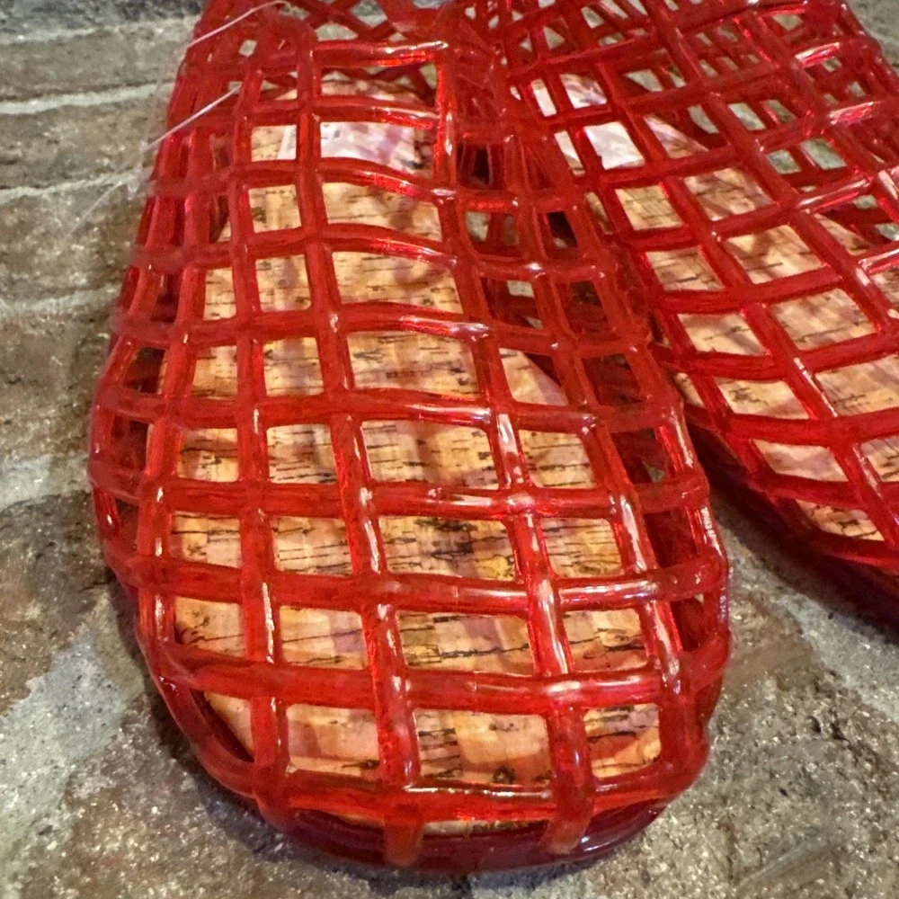MIA Womens Darleene Jelly Mesh Slip On Flat Open Grid Rubber Shoes Red Sz 8 #563 - Picture 13 of 16